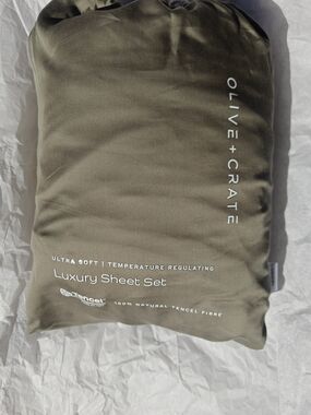 Olive Crate 100% Eucalyptus TENCEL Cooling - QUEEN Sheet Set 4pc Moss